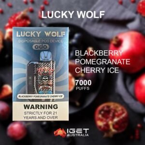 lucky wolf blackberry pomegranate cherry ice – 7000 puffs